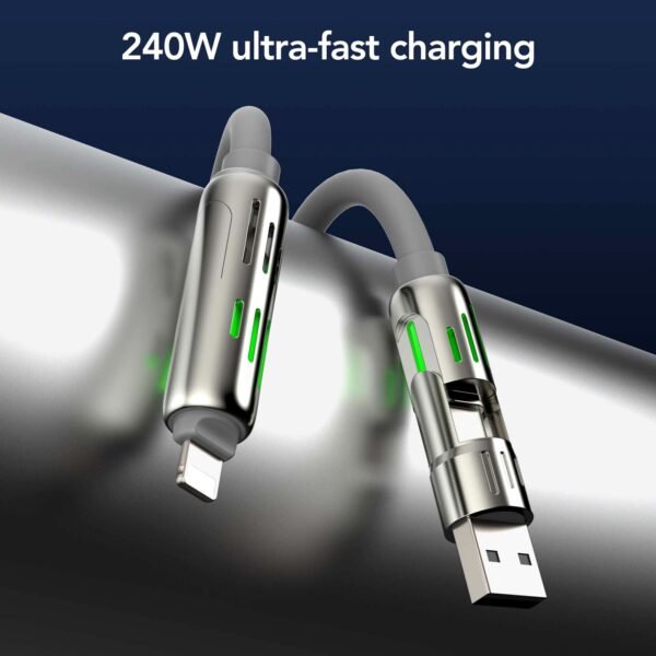 4-in-1 Universal Multi USB Charging Cable, Charger Cord with LED Light Indicators for iPhone 16/15/14/13, iPad, Samsung, MacBook, Tablets & More - Image 9